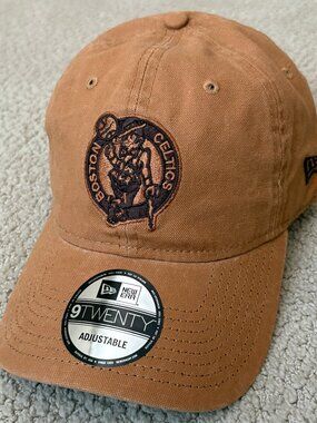 New Era Boston Celtics 9TWENTY Brown Canvas Strapback Adjustable Hat OSFM NWT